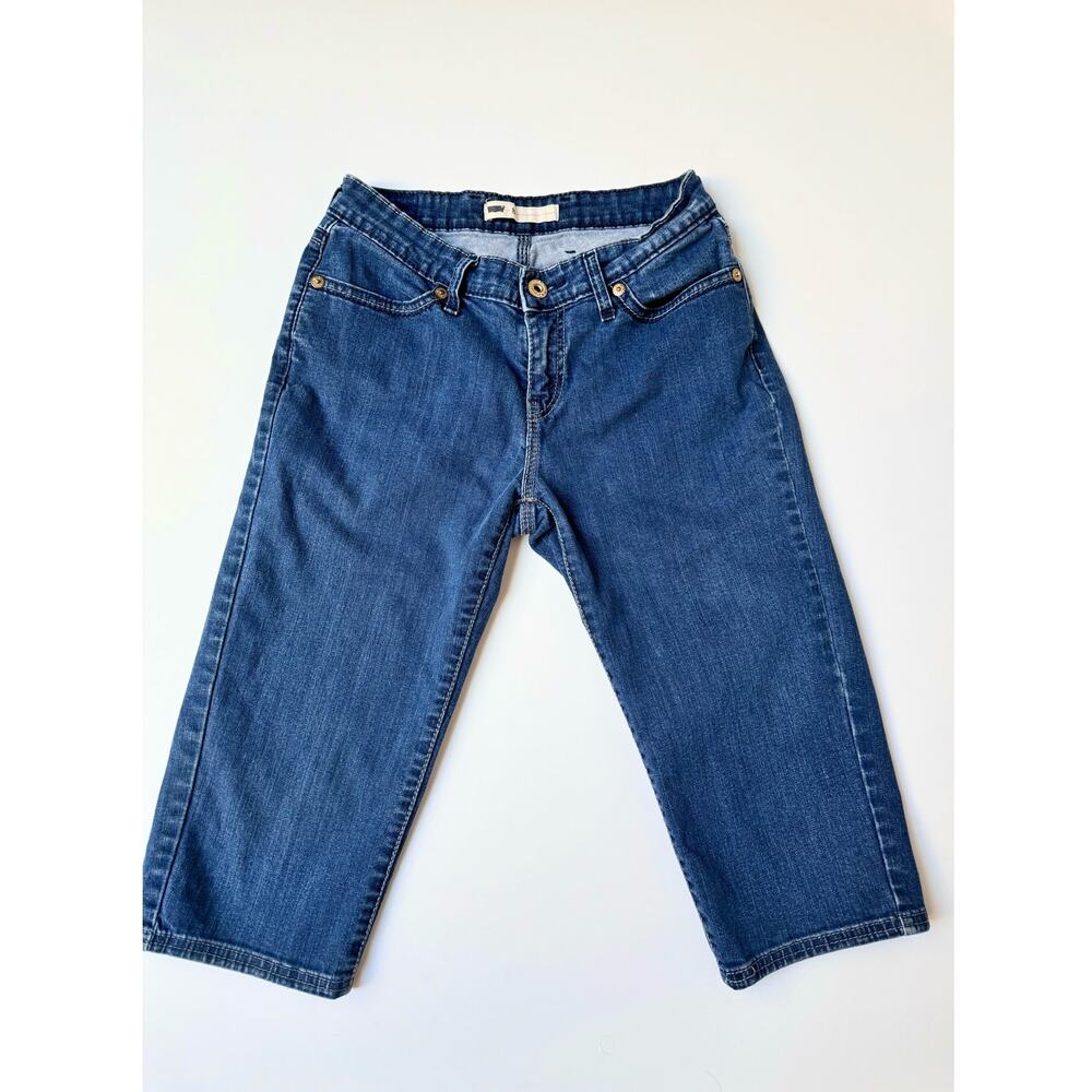 Levi's Cotton Boyfriend Capri Mid Rise Dark Wash Stretch Denim Jeans Women's 8 - Picture 4 of 11